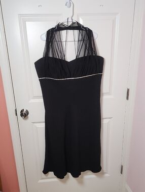 Lane Bryant Black Strapless Cocktail Dress with Sheer Halter